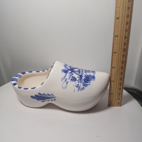 Vintage Delft Blue Holland Dutch Hand Painted Windmill Ceramic Shoe - Picture 11 of 12